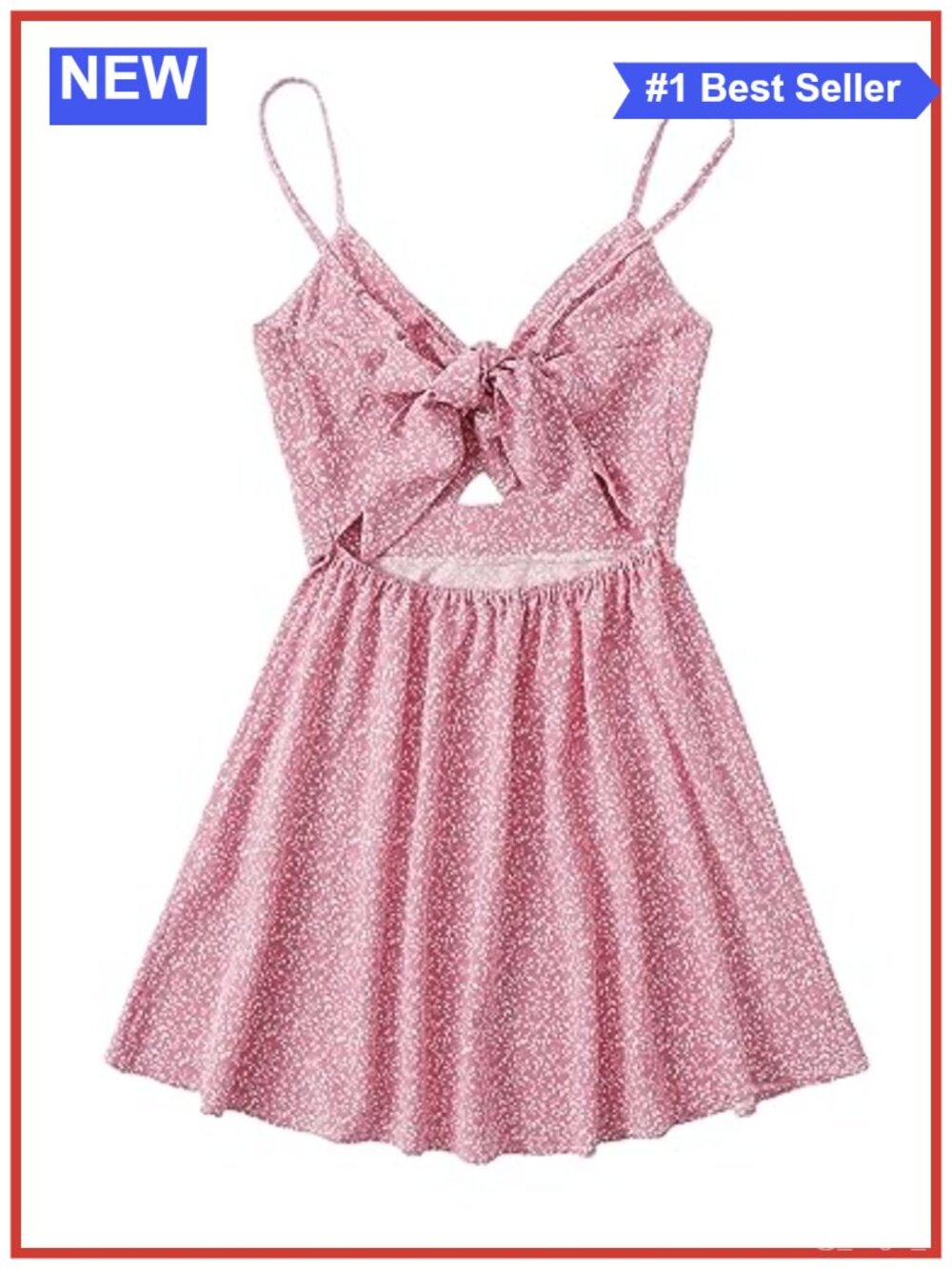 Boho Floral Twist Front Cami A-Line Mini Dress Sleeveless